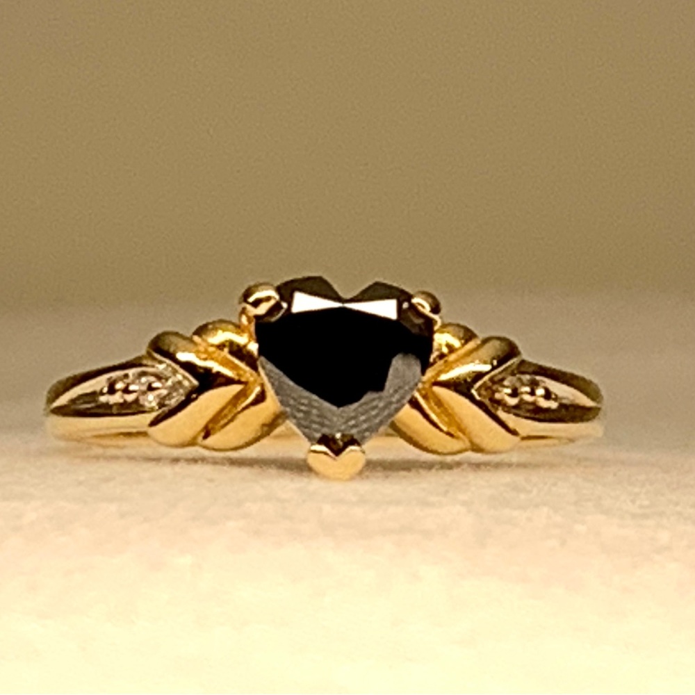 14K Yellow Gold Black Moissanite Ring